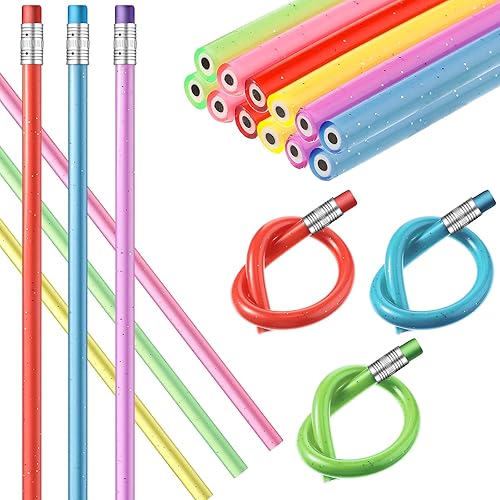 Miniatura 1 de 18 lápices flexibles, coloridos, suaves, flexibles, de 6 colores, con borrador para la escuela, niños, profesores, premios, regalos y suministros