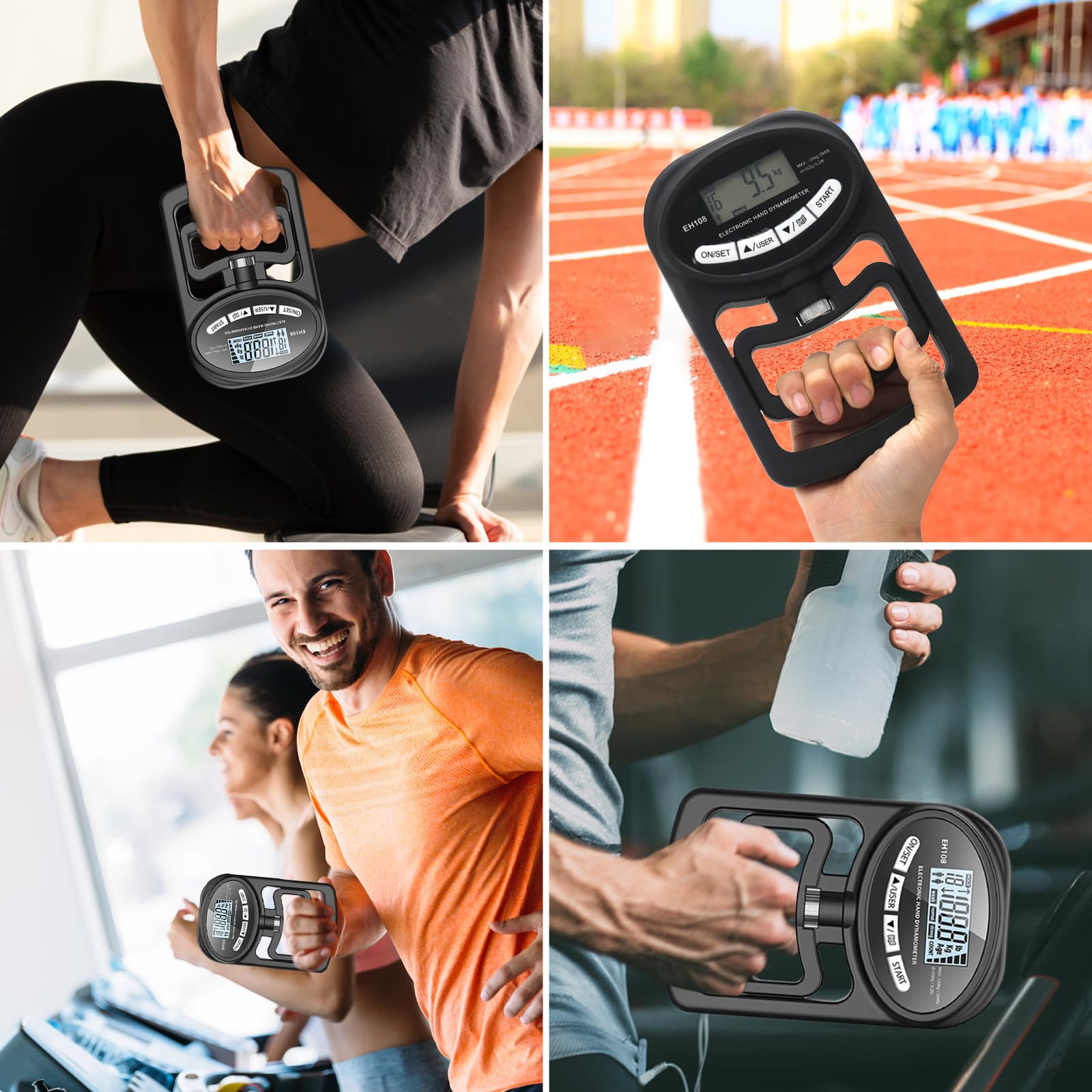 Medidor digital de mano de 264 lb/120 kg, dinamómetro digital de mano, medidor de fuerza de agarre electrónico, medición de fuerza de agarre con pantalla LED (negro)