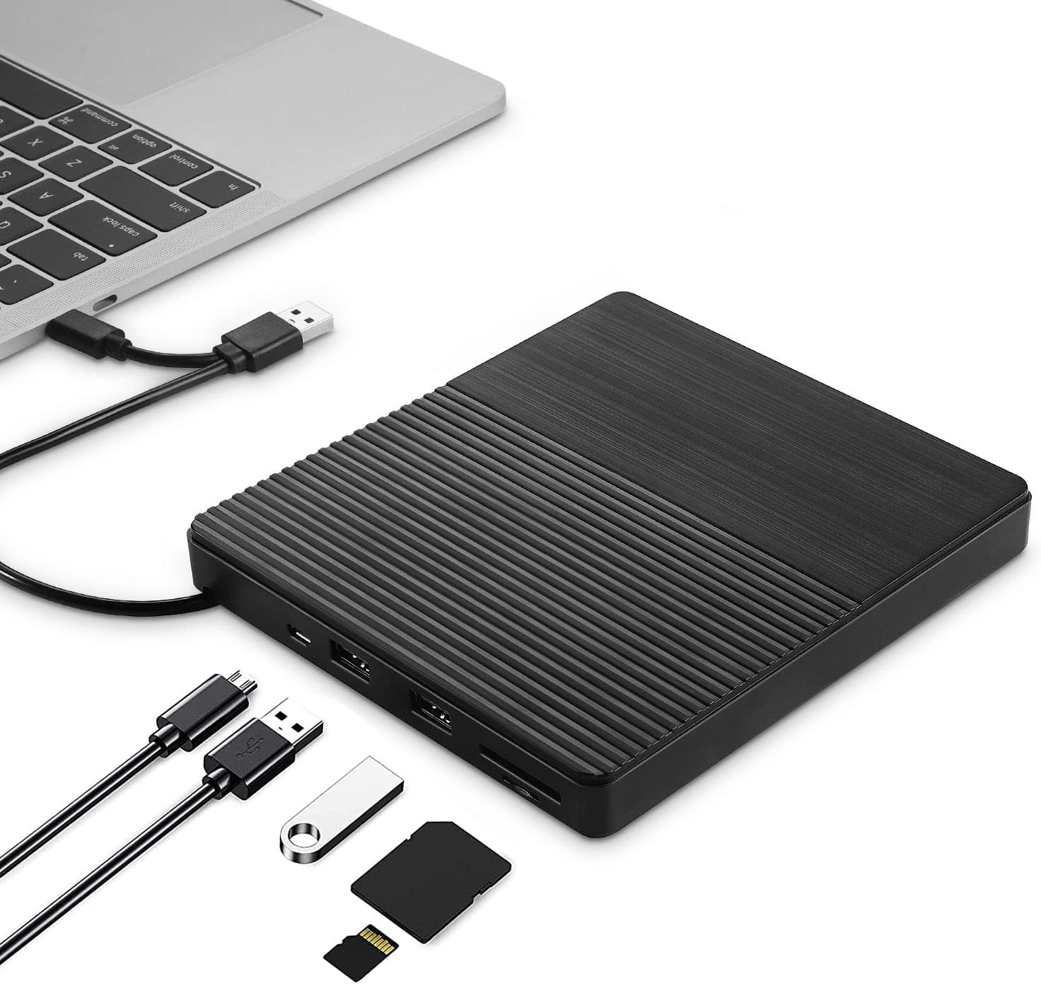 External CD DVD Drive, USB 3.0 &amp; Type-C CD-RW DVD-R Combo DVD Burner with SD/TF Slot, 2X USB 2.0 Port CD/DVD Drive for PC Laptop ComputerWindows 10/8/7