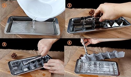 Miniatura 3 de Bandeja del fabricante del cubo de hielo del acero inoxidable, molde del cubo de hielo del estilo de la palanca rápido para hacer 18 cubos de hielo