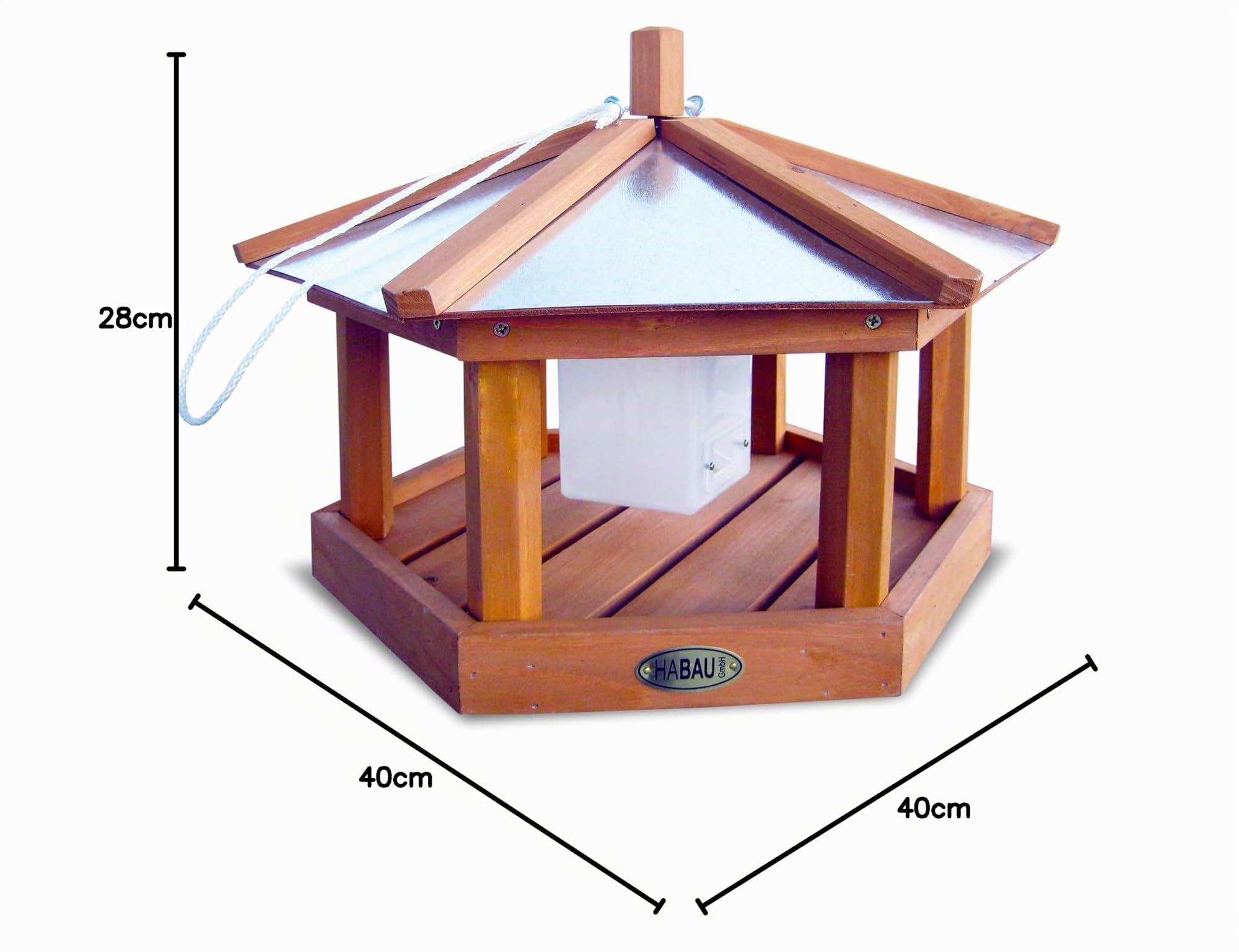 HABAU Vogelhaus Kohlmeiste aus Holz - Futterhaus zum Aufhängen mit Futtersilo