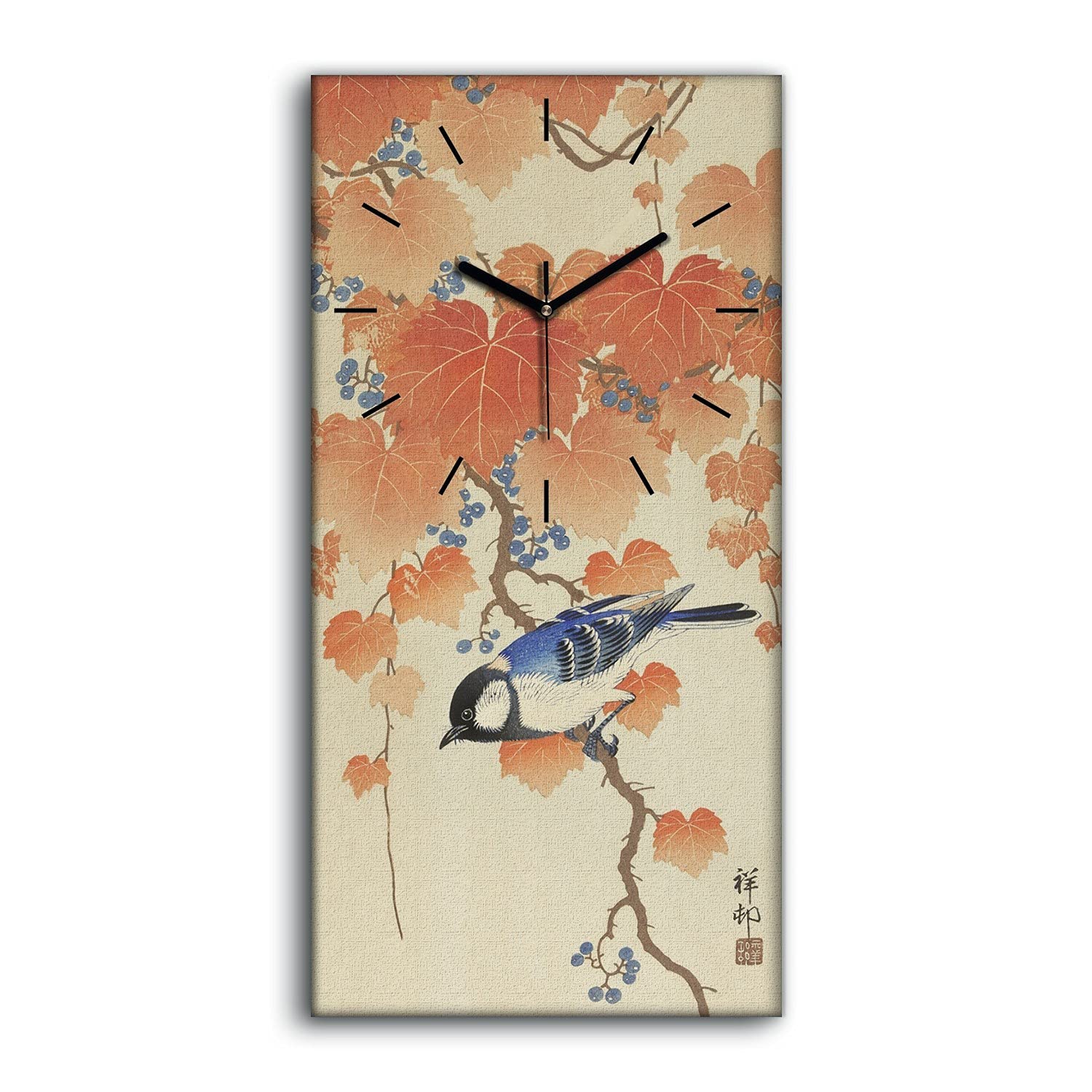 Horloge sur Toile Oiseaux Idéale pour Décoration Murale de Salon et Chambre Cosy