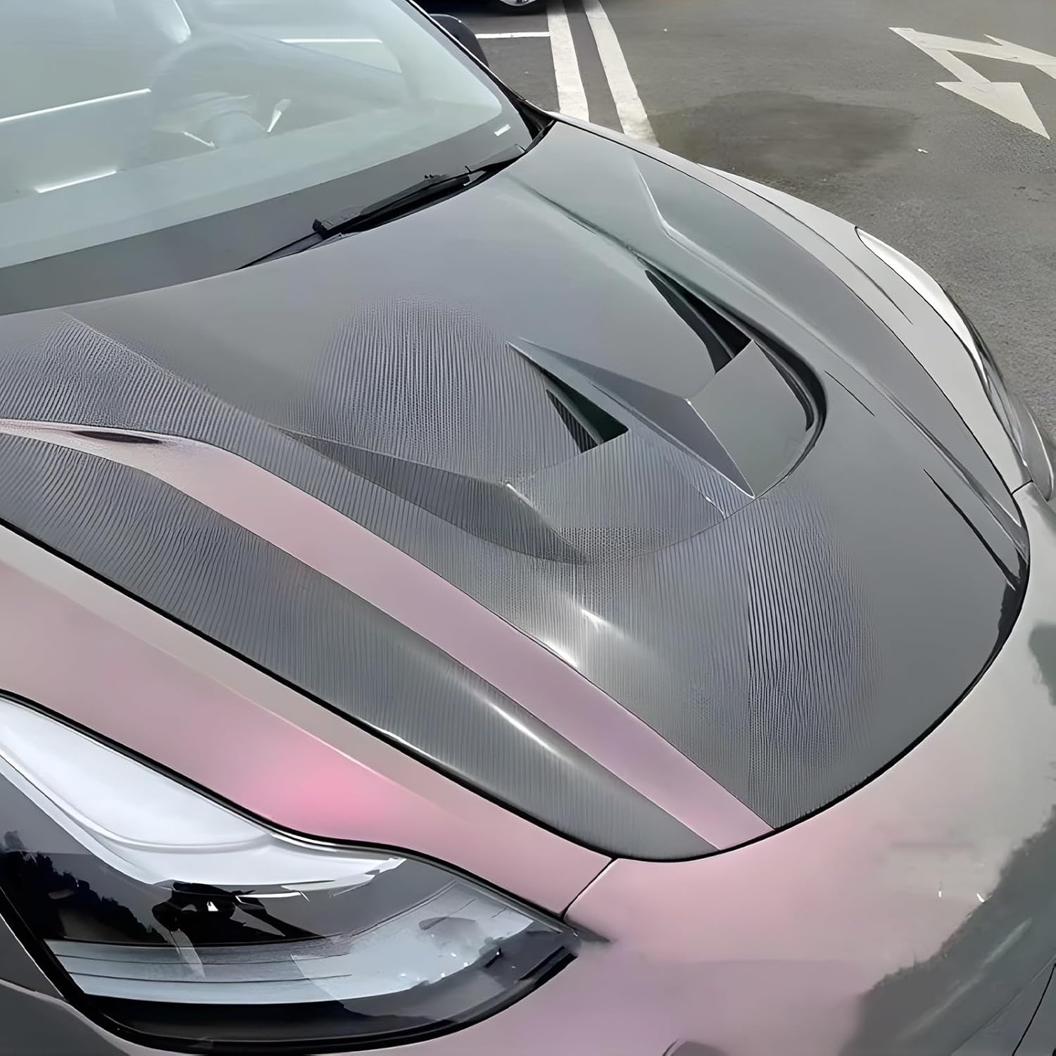 Carbon Fiber Engine Hood, Car Intake Panel Bonnet, Compatible with Model Y 3