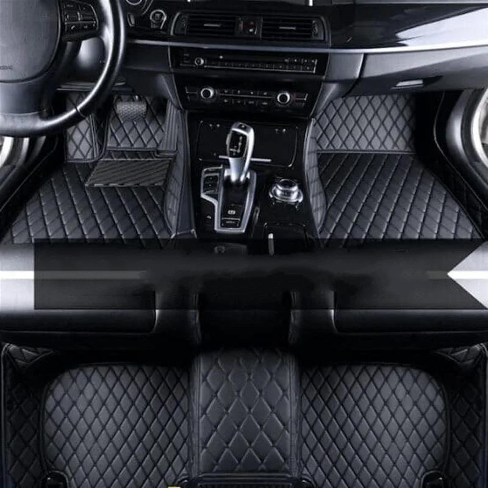 Antideslizantes Alfombrillas Alfombrillas Cuero Coche para Ford para Mondeo 2017-2020 Accesorios Alfombrilla Interior Talonera Goma(Negro Negro)