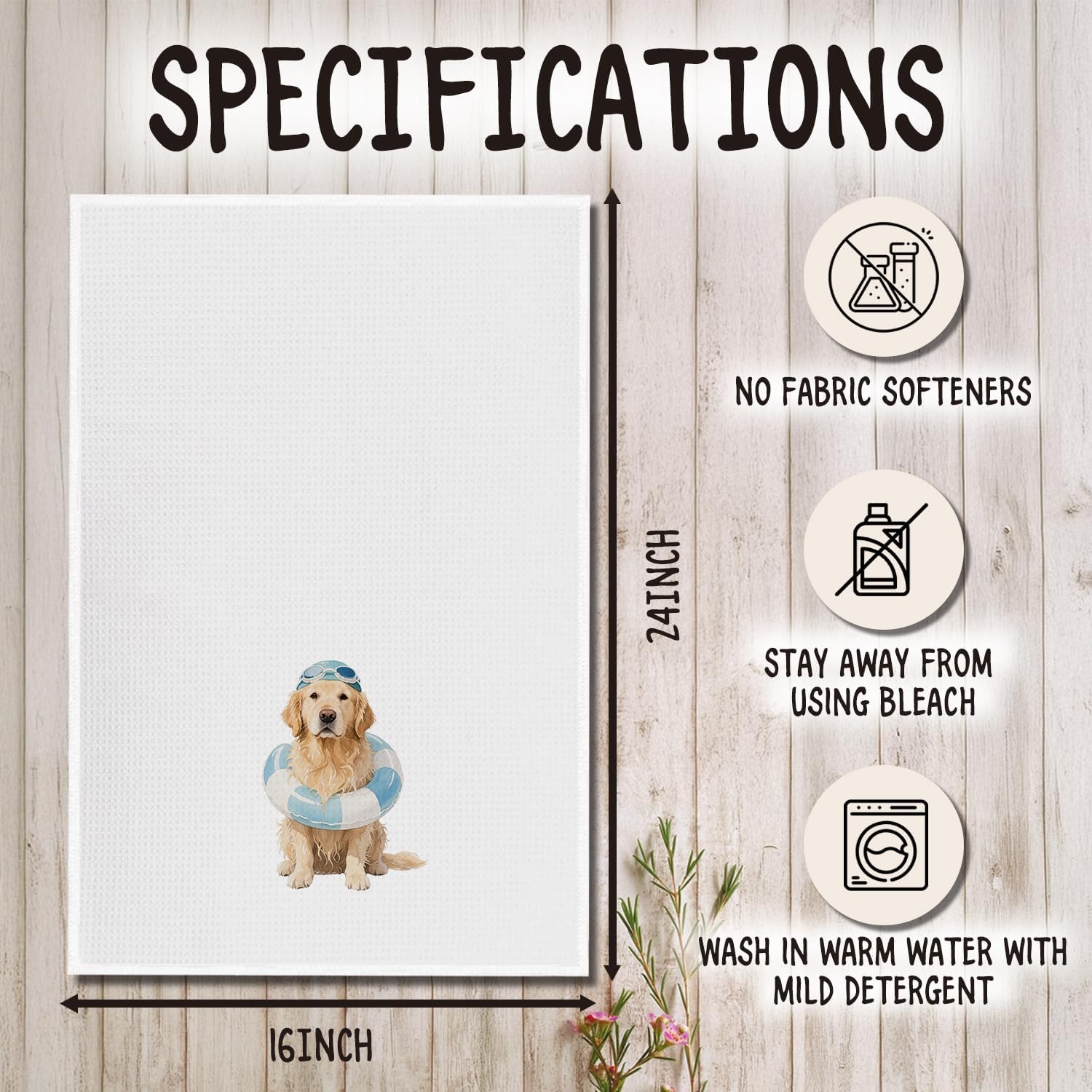 Funny Golden Retriever Swim Kitchen Towels,Swim Sports Dog Dish Tea Towels Gifts for Women Men,Golden Retriever Decorative Hand Towel for Kitchen Bathroom,16x24 Inch - Image 6