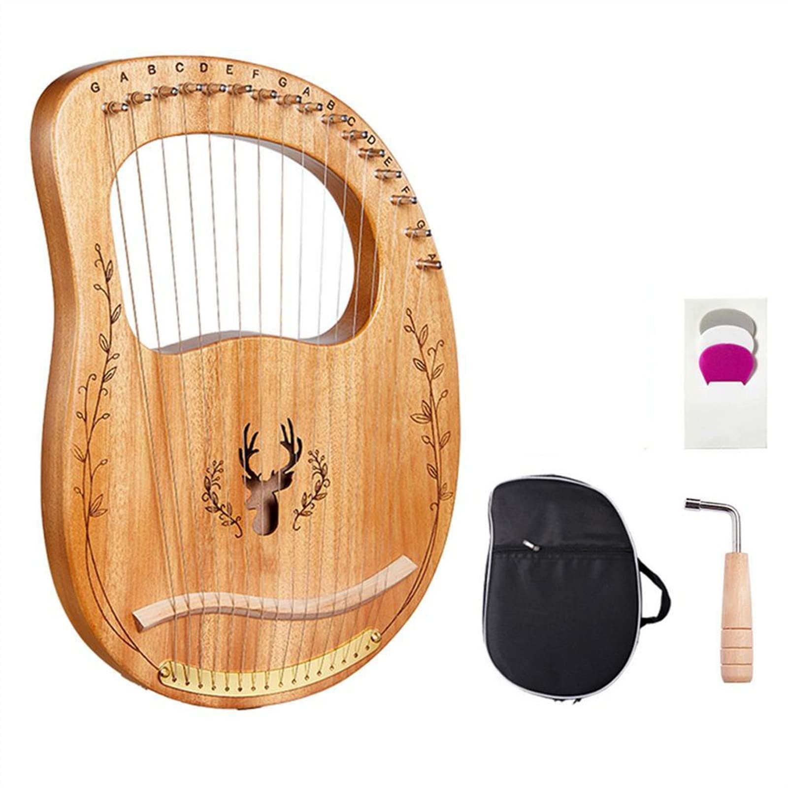 Harfen 16-saitige Harfe Tragbare Mahagoni-Leier-Harfe Anfänger Mahagoni 16-saitiges Harfen-Musikinstrument (Color : 3/4)