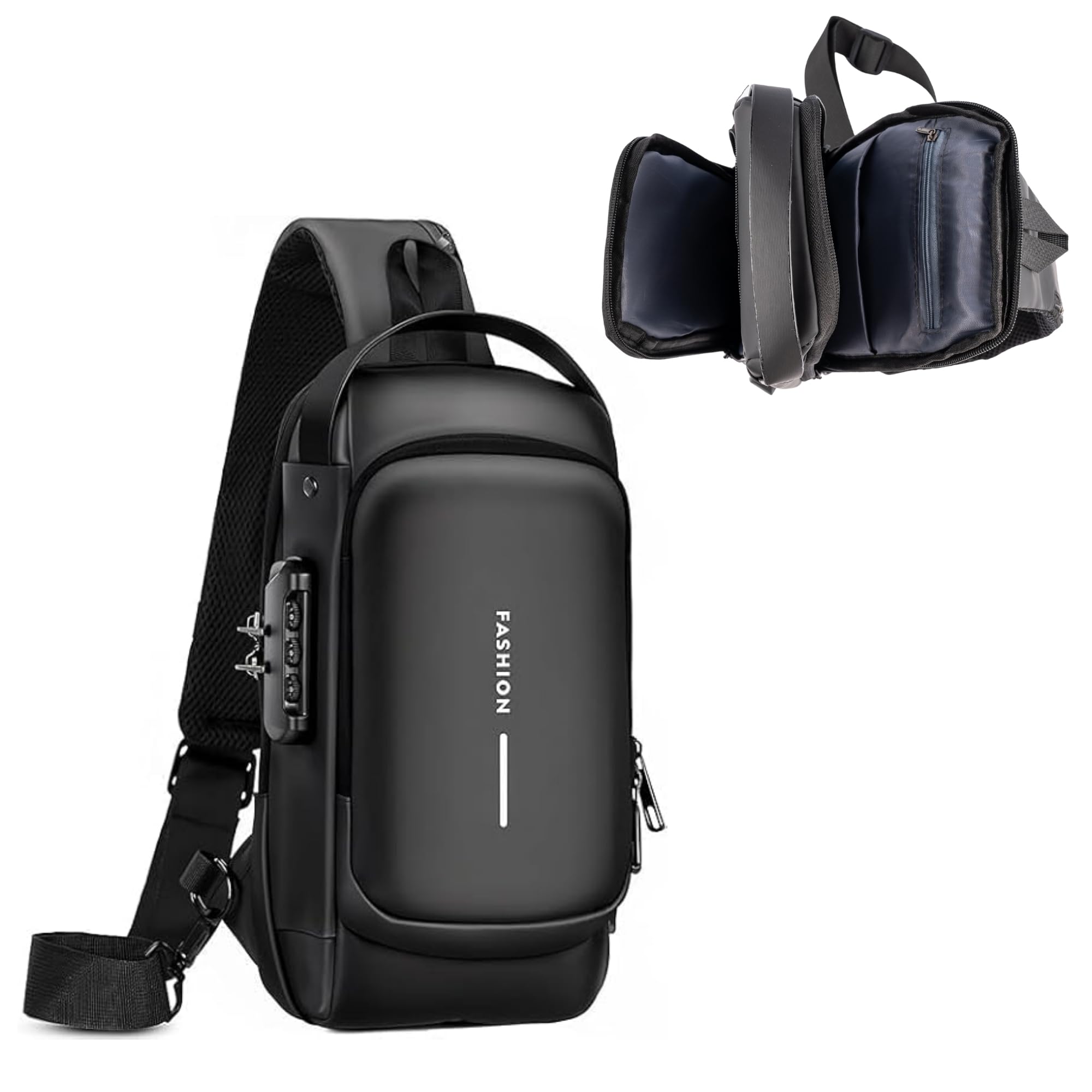 zaffira Small Crossbody Sling | Waterproof Chest Organizer | Passport Holder, Money Carrier, Mini Side Pack, Shoulder Bag | Anti Theft Travel Accessory | One Side Companion for Men and Women | Black-picture-54