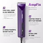 AmpFix Pantoufles professionnelles pour chiens et animaux de compagnie - 2-Speed Moteur lourd, 2 Lame amovible 8 Peignes métalliques, 10ft Cord, c'est cool & Logement calme, anti-dérapant pour tous les manteaux d'animaux