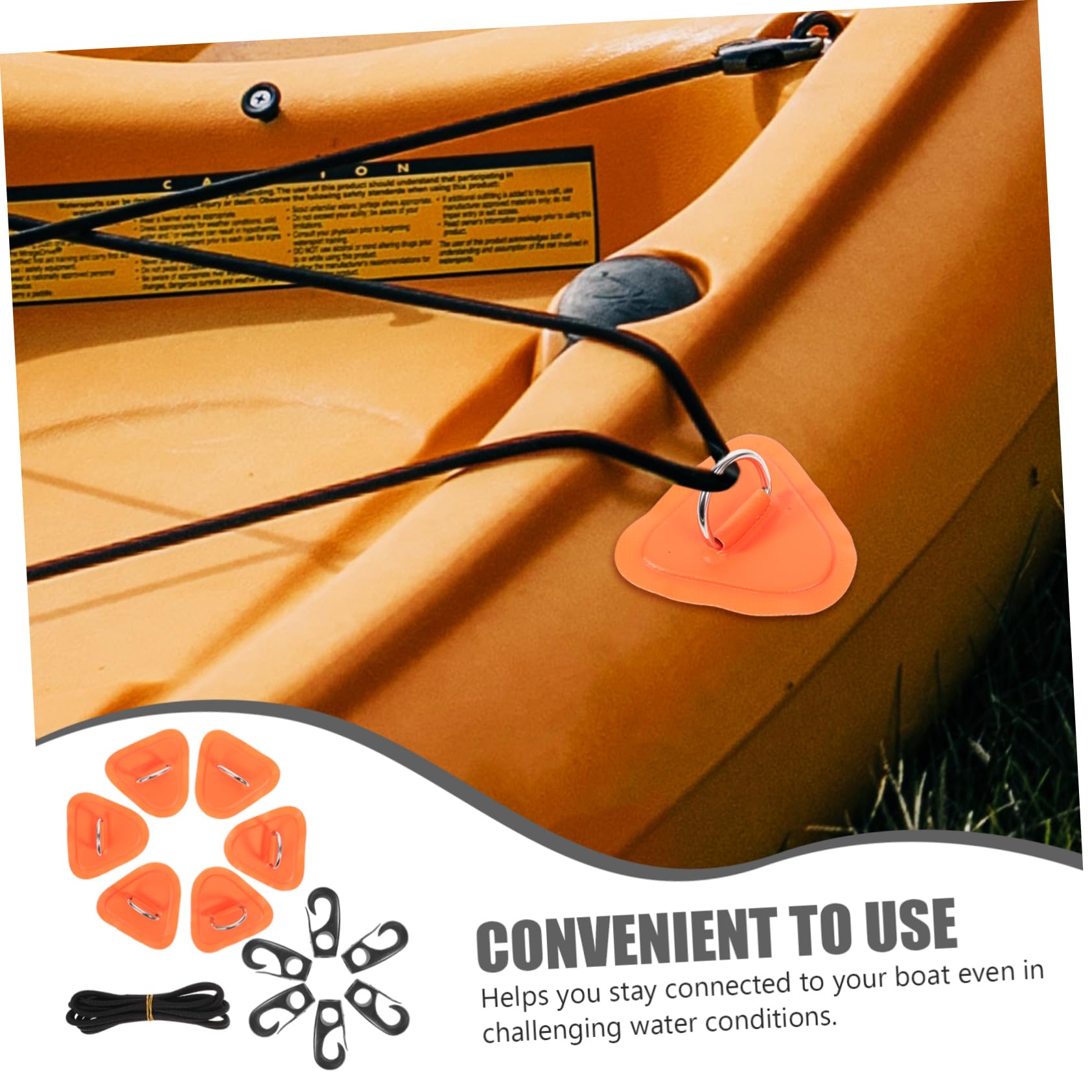 Toyvian Aufblasbare Plattenfixierzubehör D Ringe Kajak-Patches Kajak -Teile Aufblasbares Boot D-Ring-Patch Flicken für Schlauchboote Aufblasbares Kajakzubehör Plastik Orange