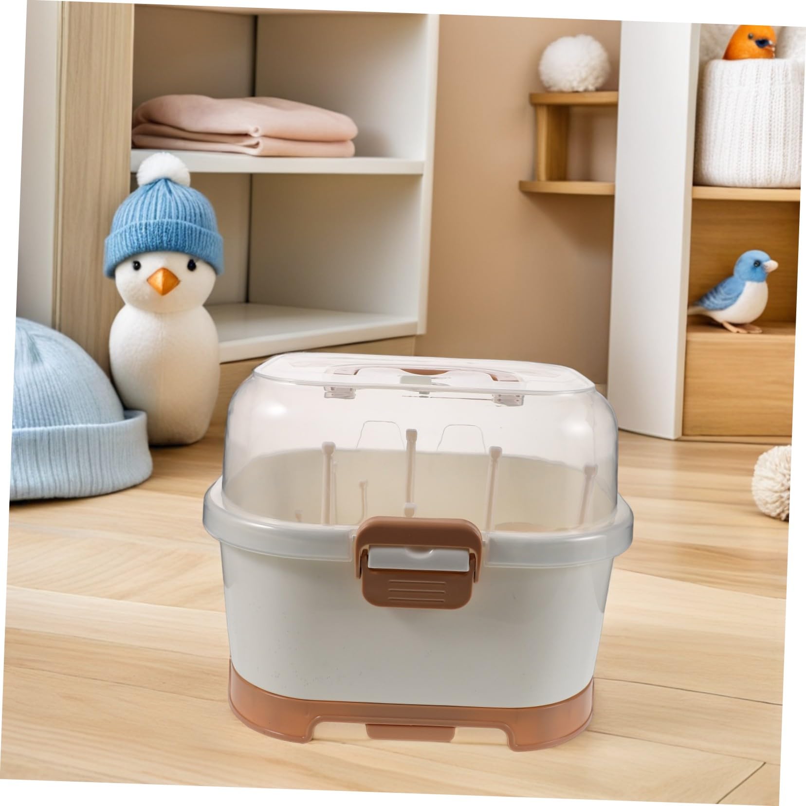 Boîte de Rangement pour Biberons Organisateur Alimentation avec Couvercle Égouttoir pour Séchage Rapide Support de Vaisselle Compact pour Cuisine et Voyage