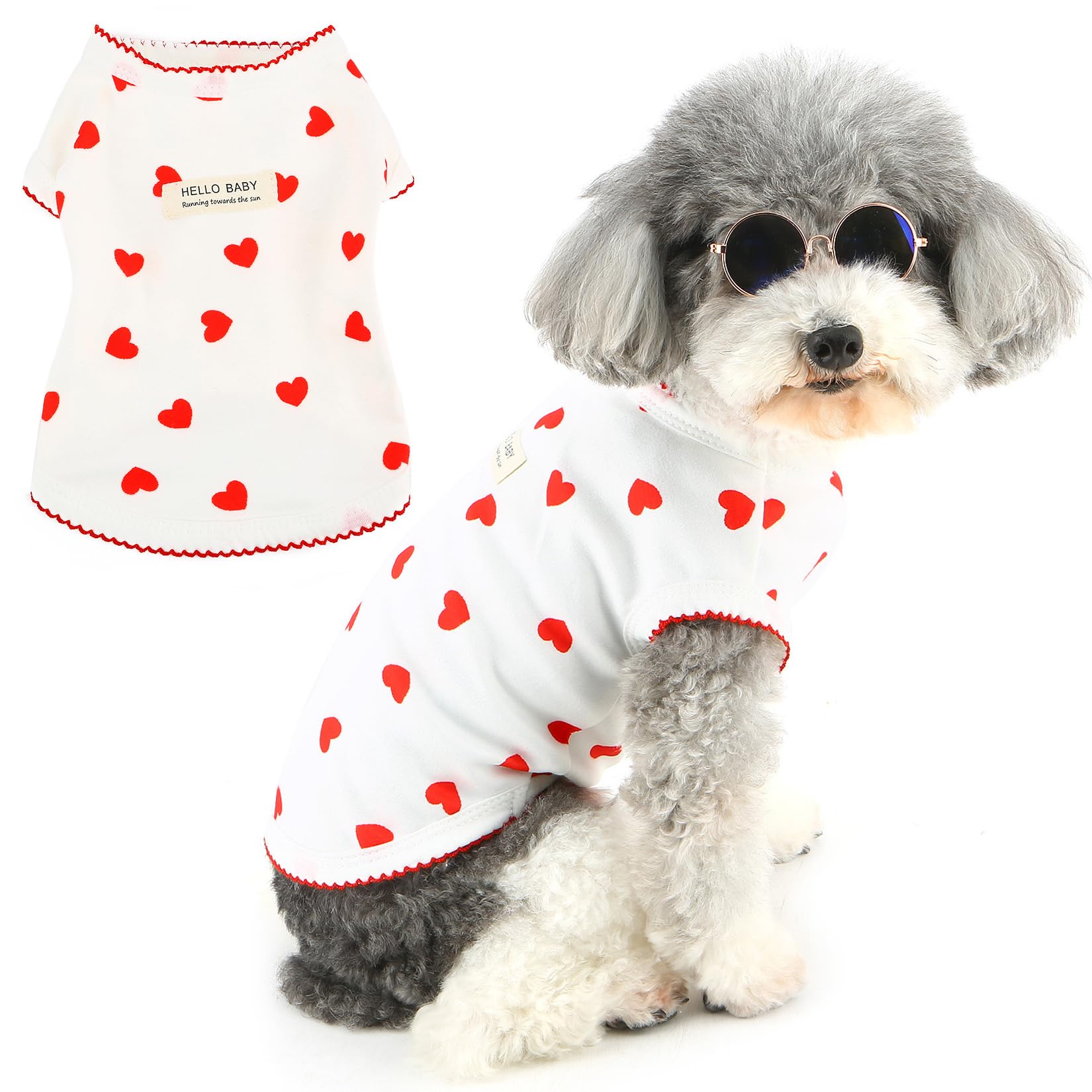 Zunea Summer Dog Shirts for Small Dogs Soft Breathable Vest Tee Shirt for Puppy Girl Love Patterns Sleeveless Chihuahua Clothes Cute Doggy Basic Shirt Tank Top Pet Yorkie Poodle Apparel White XXL