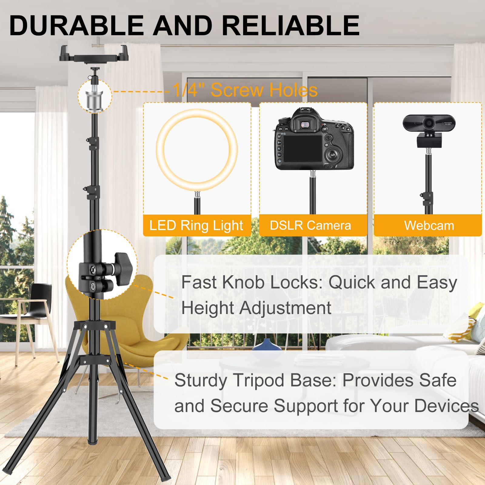 Supporto Treppiede Tablet 360° Regolabile 160cm/65 Pollici per iPad Pro/Mini Samsung Galaxy Tab 4.7-13.5 Pollici