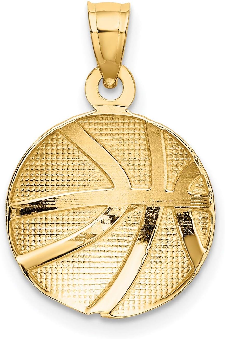 14k Yellow Gold Basketball Pendant Necklace for Men or Unisex, Real Gold Sports Charm with Detail, Athletic Pendant Jewelry for Everyday Wear, Team Symbol for Players and Fans 13 mm x 13 mm - Image 4