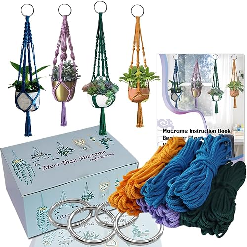 Ewparts Macrame Plant Hanger Kit with Instruction Book Tutorials Metal