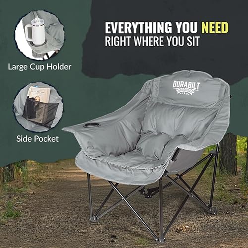 Miniatura 5 de Silla de campamento plegable XL de gran tamaño, asiento ancho y acolchado, capacidad de 400 libras