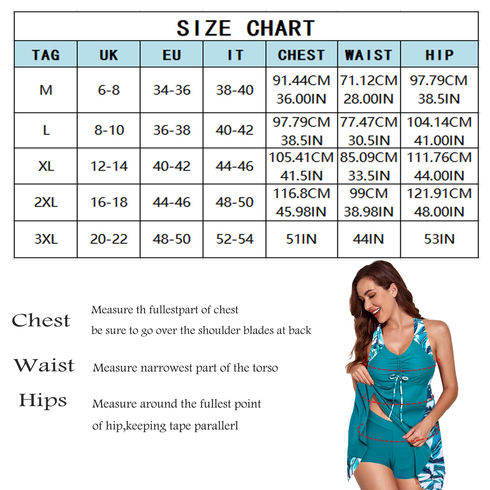 Tankini Donna Mare Costume da Bagno Due Pezzi Costumi Push Up Beachwear Push up Maglia Taglie Forti Boyshort