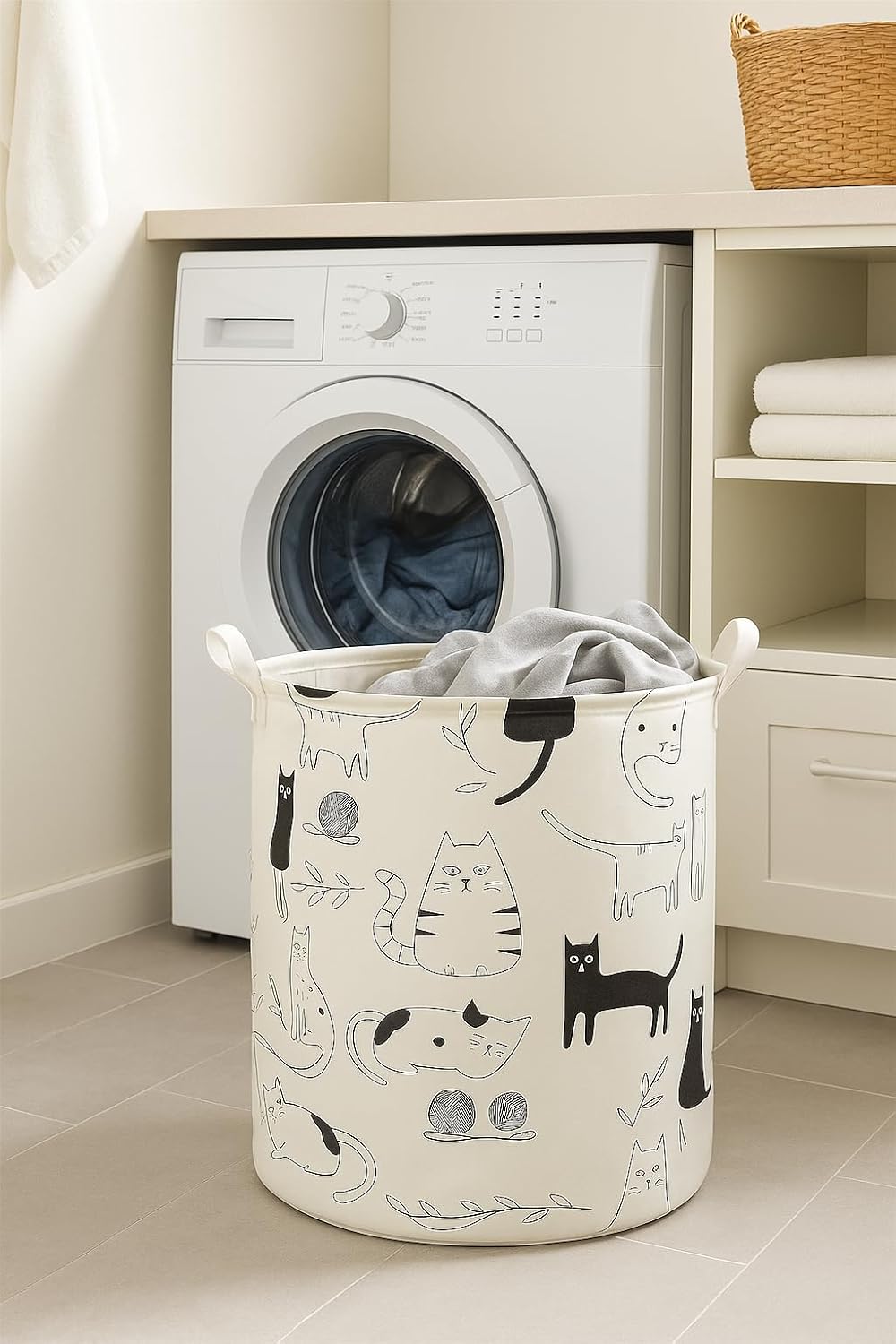 Cesto Organizador Roupa Suja Dobrável Multiuso 20l (Gatos)