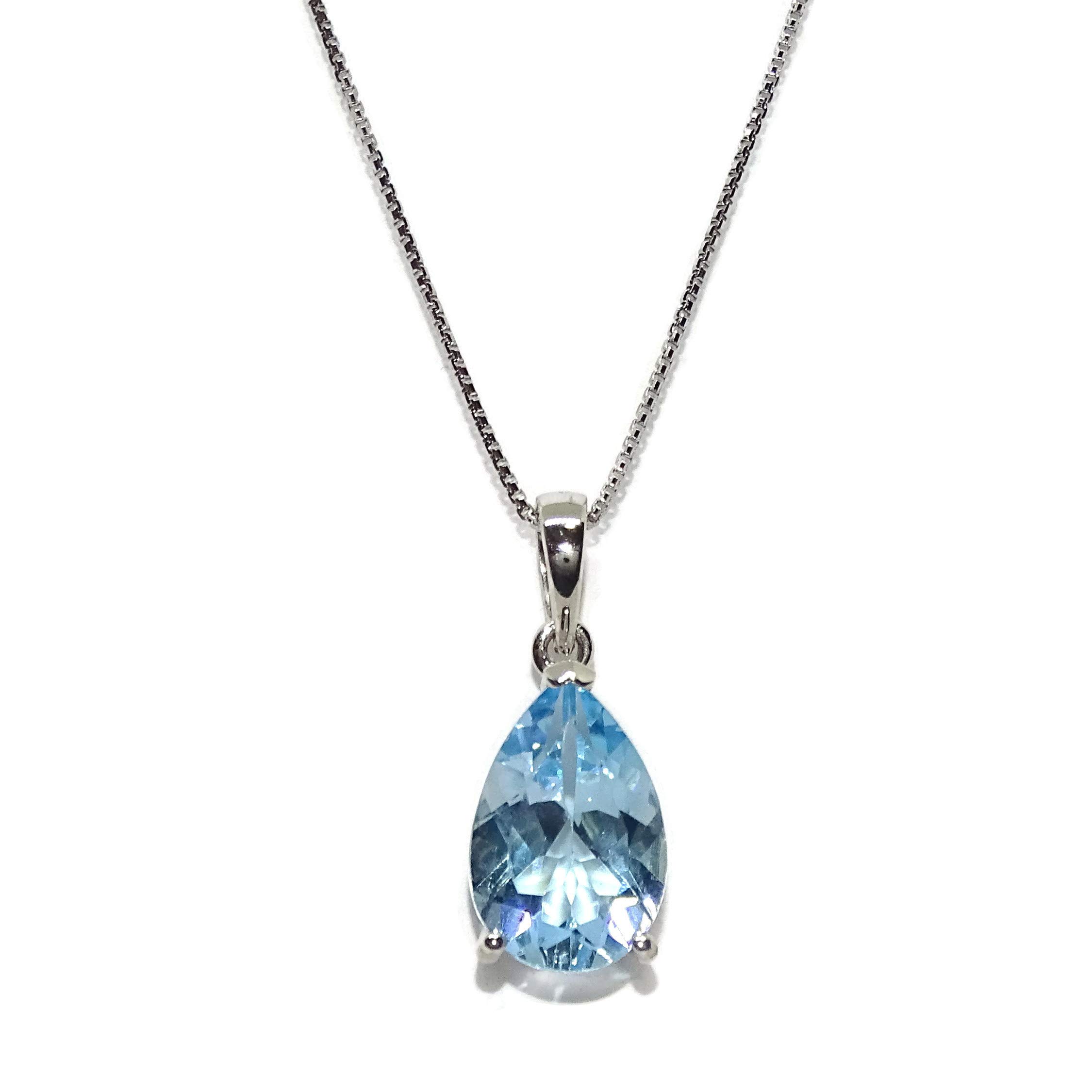 Never Say NeverPrecioso collar de oro blanco de 18k con un topacio azul de 3.65cts, de color y brillo extraordinarios, con cadena veneciana de 45cm todo oro de 18k