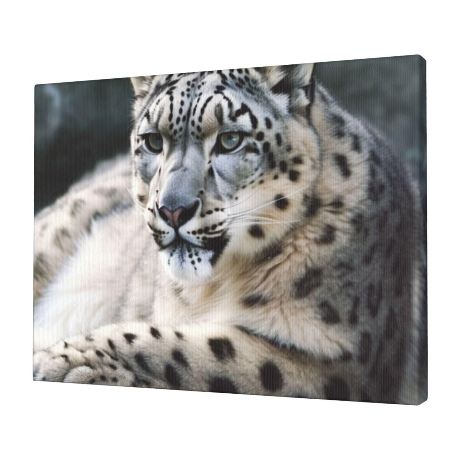 FodPand Canvas Wall Art for Living Room Wall Decor 12"x16" Modern Artwork Painting Pictures Hanging Canvas Prints Snow Leopard Aesthetic Wall Art for Bedroom Bathroom Office Wallart Decor