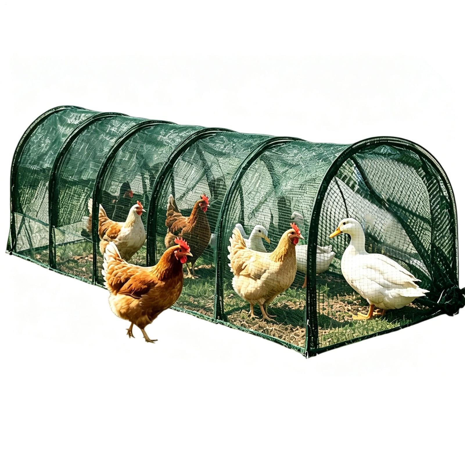 Kompakter Hühner-Tunnel, faltbarer Haustier-Lauftunnel, flexibler Outdoor-Geflügeltunnel, schnell installierbarer Tierlauf mit Hofgehege-Tunneln für Hühner, Enten, Kaninchen, Wachteln, 299,7 x 45 cm