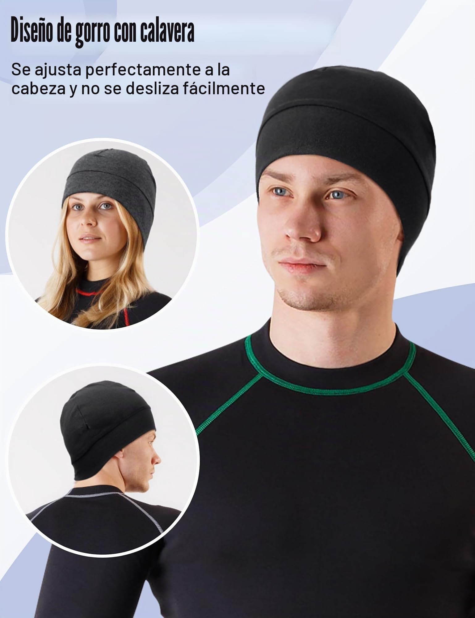 MELLIEX 2 Piezas Gorro para Hombre Mujer, Transpirable Algodón Running Skull Cap Multifuncional Gorro Bajo Casco para Ciclismo Moto