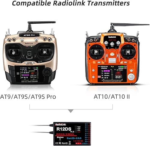 Miniatura 2 de Radiolink R12DS - Receptor RC de 12 canales y kit de controlador de vuelo estabilizador de 3 canales Byme-D, FC con giroscopio 3D Fly para Delta