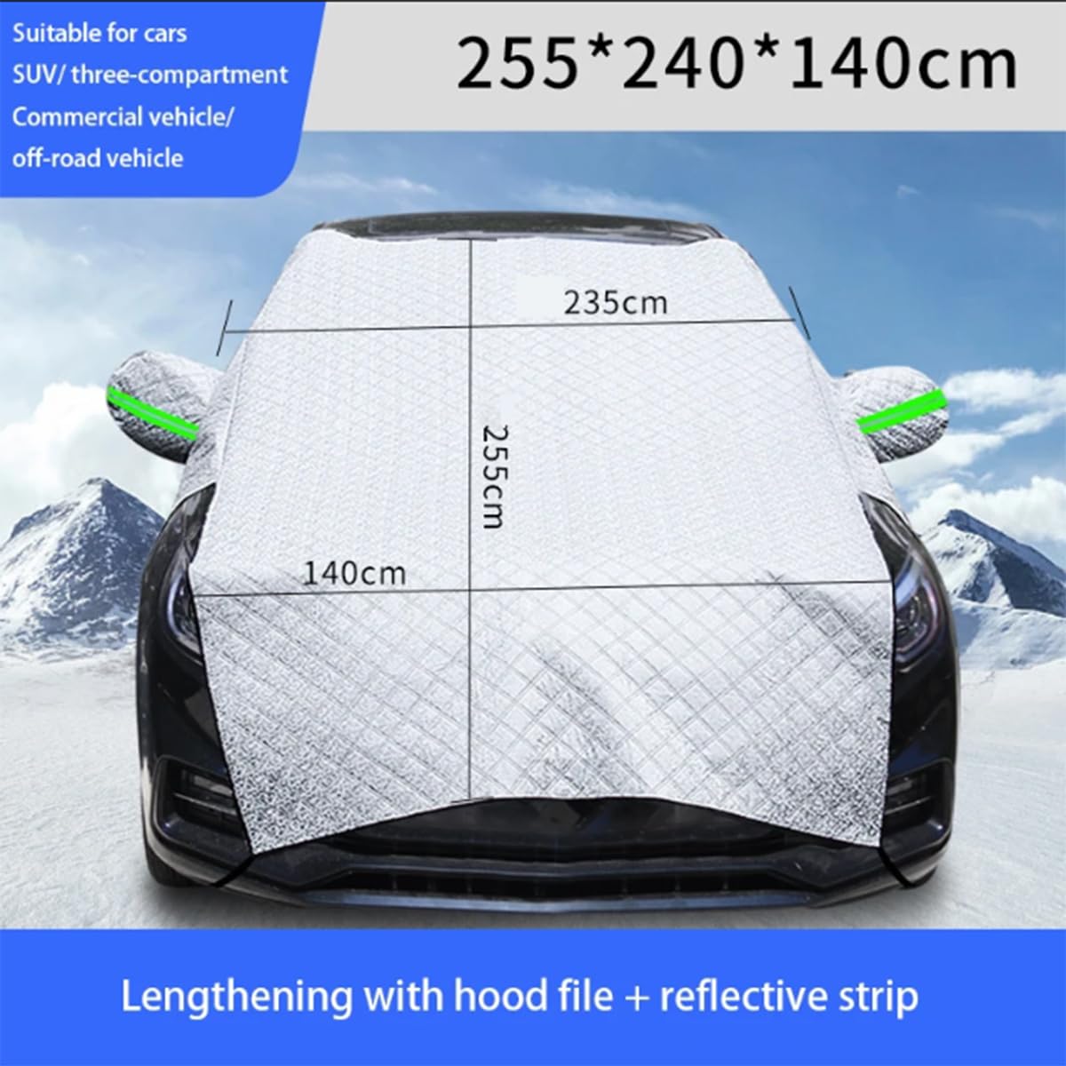 Copertura per parabrezza auto, per parabrezza da neve, con borsa portaoggetti, 210T, UV, antipolvere, impermeabile, inverno, estate, sole, protezione universale
