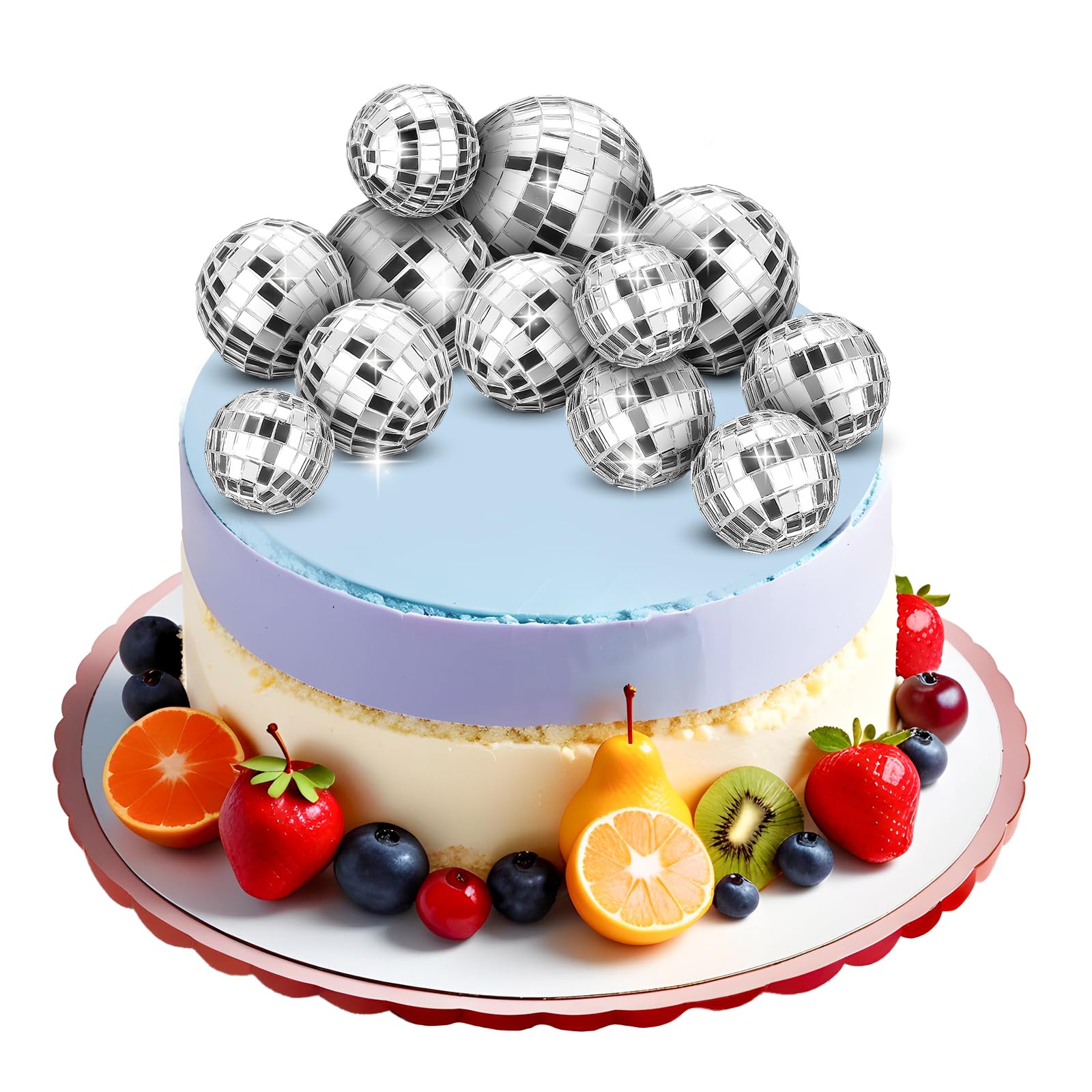 30 Stück Disco-Kugel Cupcake-Topper In Rosa – 3 Größen (2.3, 3, 4 Cm), Mit Stäbchen Für Disco-Party Kuchen