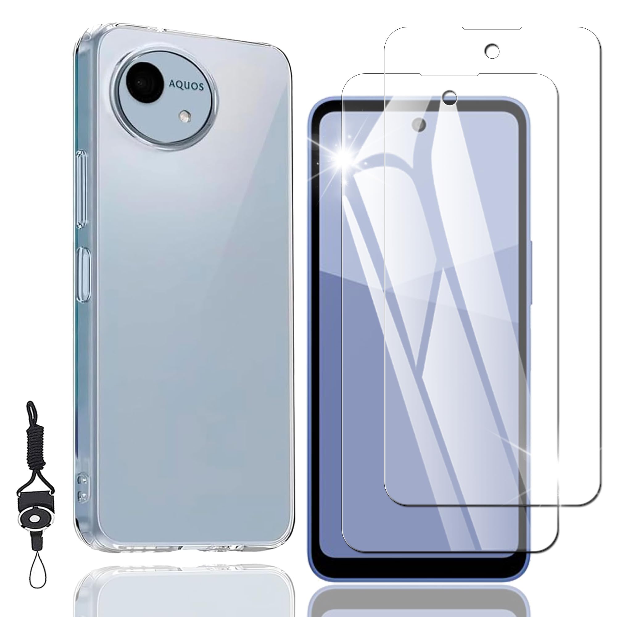 Amazon | Nutmeg AQUOS Wish5 ガラスフィルム（2枚）+ aquos wish5