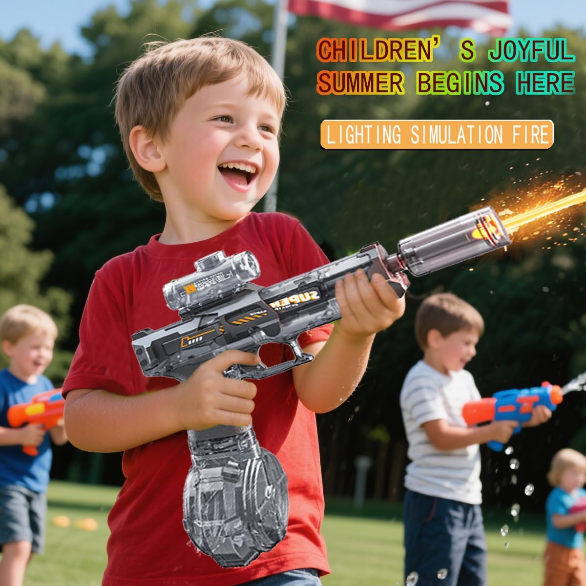 Electric Water Gun for Adults & Kids, Automatic LED Squirt Gun with 28-32 FT Long Range, Rechargeable Battery Powered Water Blaster, High Capacity Water Soaker for Beach Pool Summer Outdoor Toys