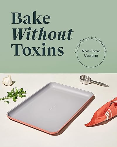 Miniatura 34 de Caraway Bandeja de cerámica antiadherente para hornear, revestimiento de cerámica naturalmente resbaladizo, no tóxico, libre de PTFE ni PFOA, Crema