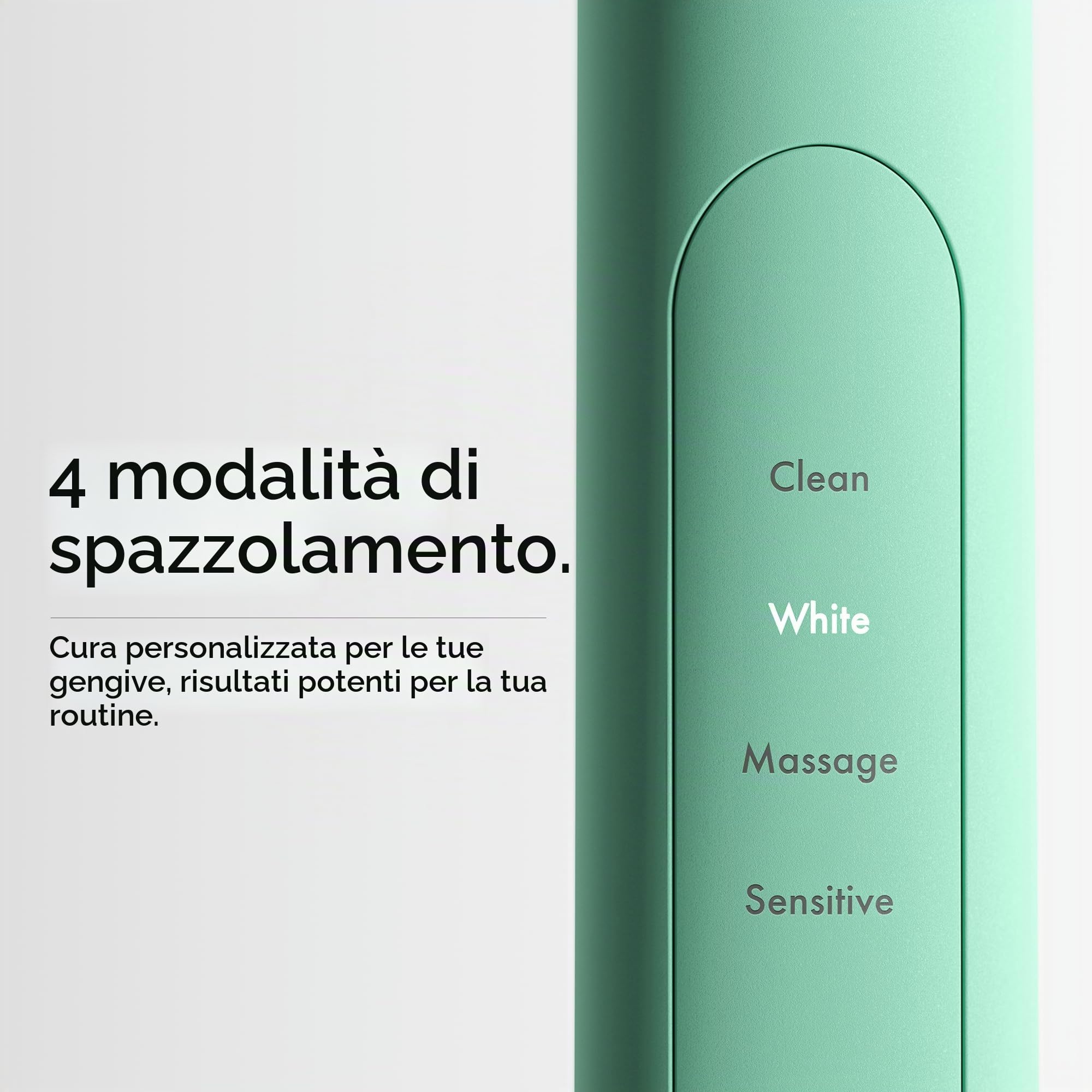 ORDO Sonic+ Spazzolino Elettrico per Adulti, 4 Modalità, Verde Menta | Spazzolino elettrico sonico ricaricabile, 4+ settimane di autonomia, caricatore USB, sbiancamento denti, rimozione placca