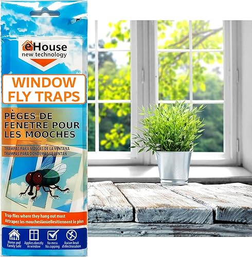Trampas para moscas de interior para el hogar, tiras adhesivas para colgar en la ventana, para control de la casa sobre insectos, mariquitas, moscas