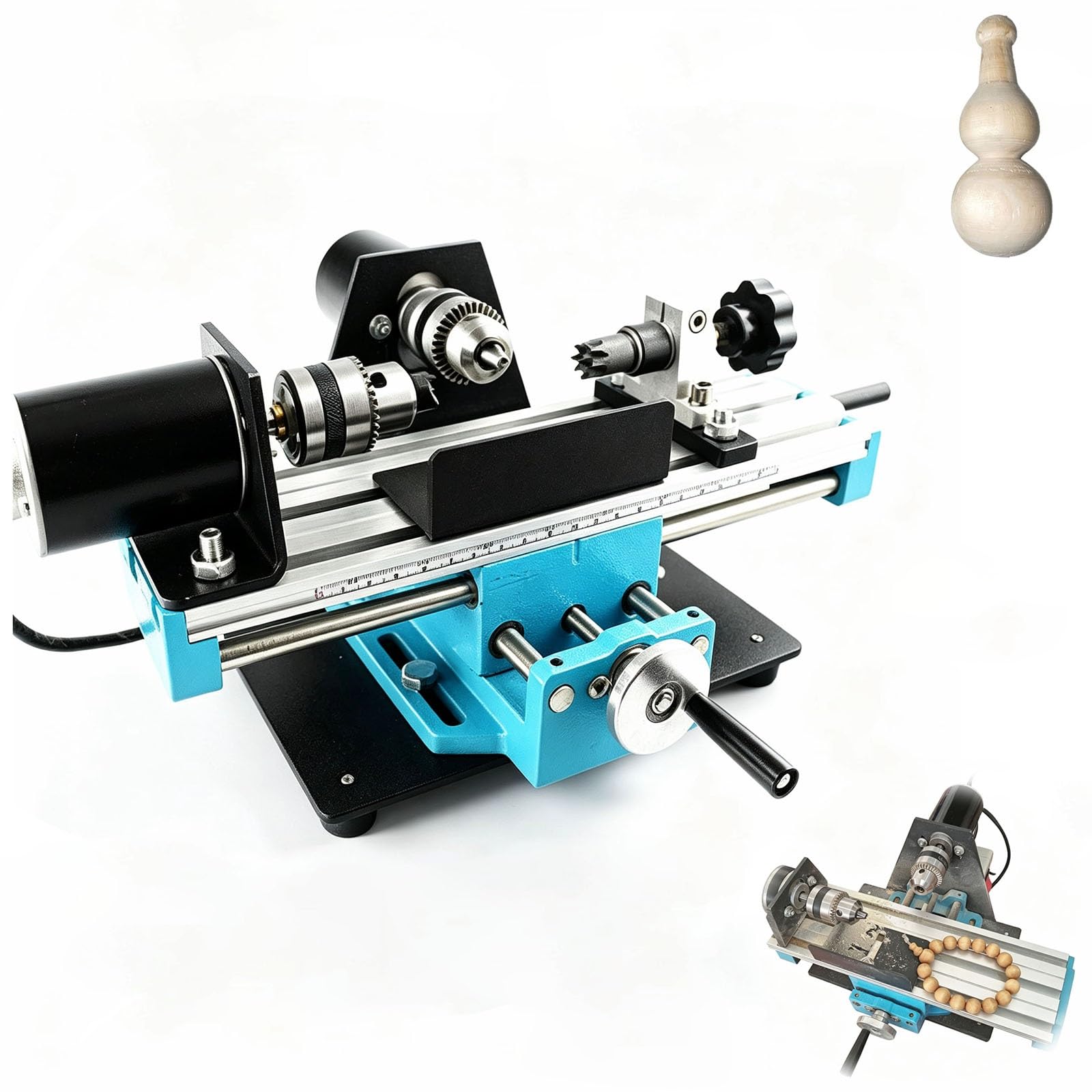 Compact portable de tour en micro métal pour l'artisanat de bijoux, perce-perles en bois haute vitesse de 400W avec contrôle de la vitesse réglable pour les projets de tournage et de polissage de préc
