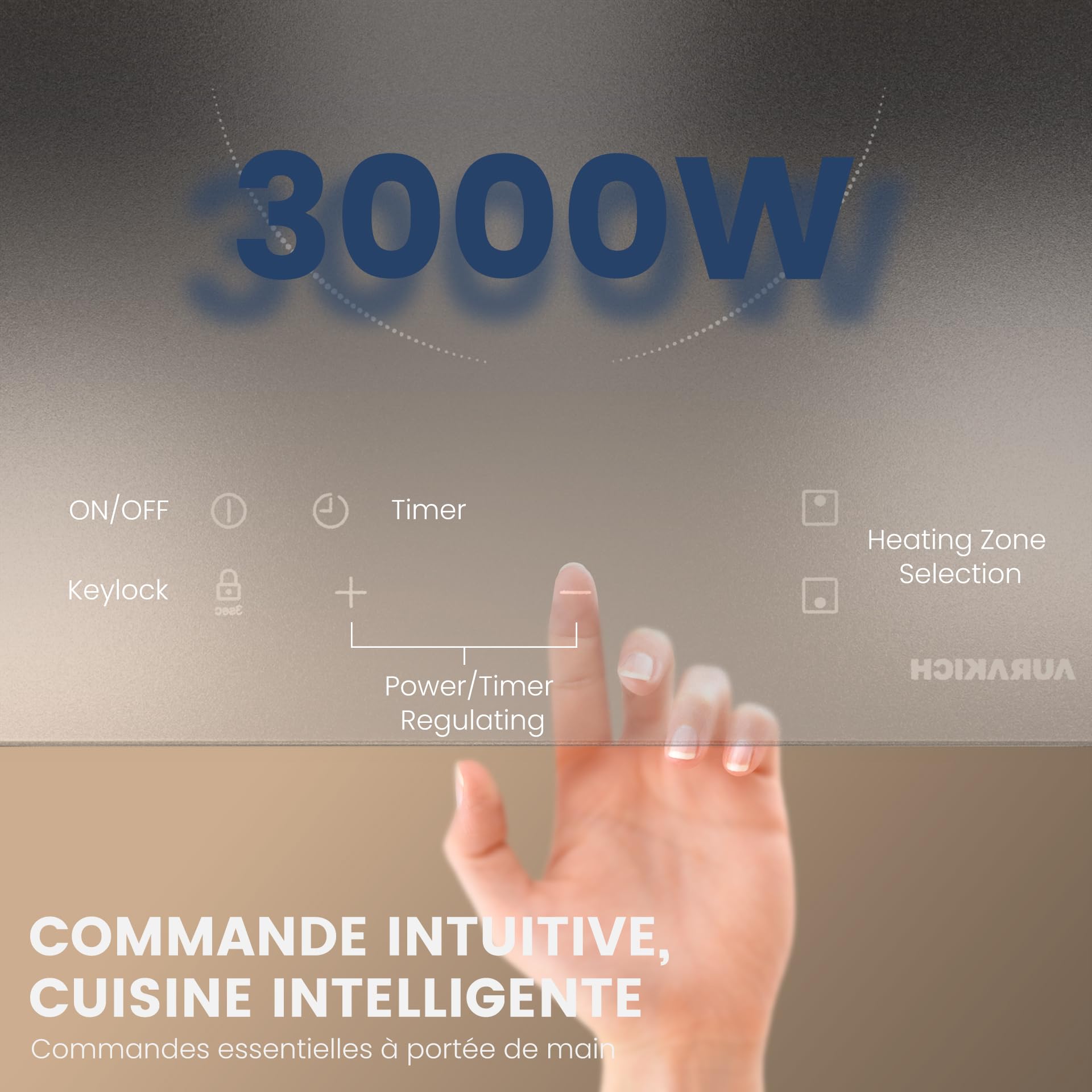 Plaque Vitrocéramique 2 Feux Encastrable 29cm 3000W Cuisson Electrique Commande Tactile Minuteur