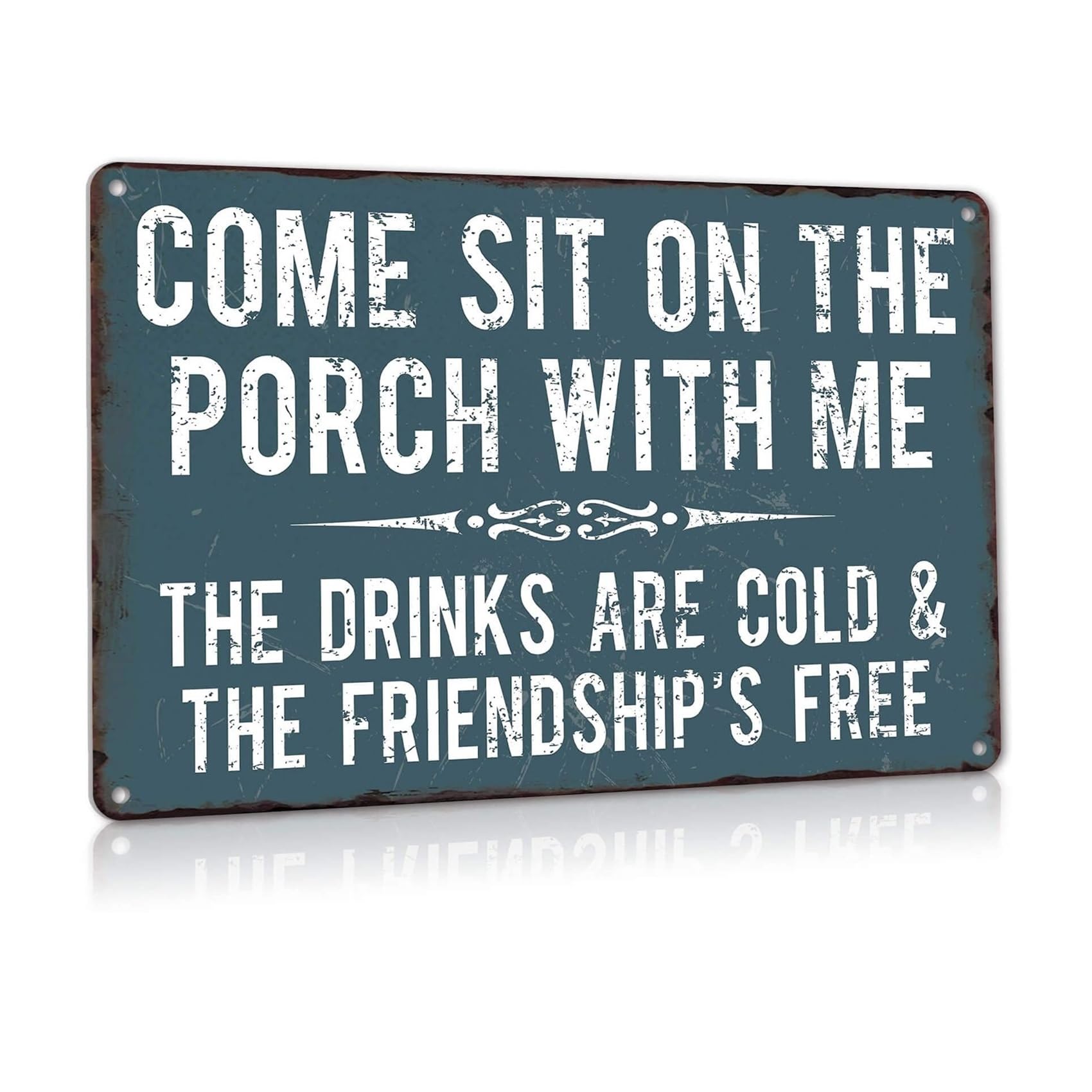 TAMDDBPJD Vintage Porch Welcome Sign Aluminum Metal Tin Sign with Funny Saying Come Sit On The Porch with Me Outdoor Wall-Art for Front Porch 8 X 12 in
