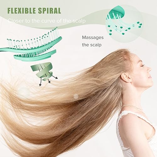 Miniatura 2 de Cepillo de pelo desenredante antienredos, cepillo de cabello desenredante húmedo y seco, cepillo de pelo en espiral para mujeres, hombres, niños, se