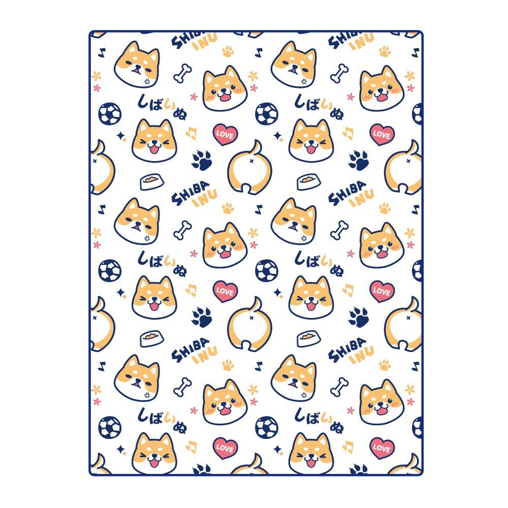 Flannel Fleece Throw Blanket, Cute Shiba Inu Micro Fleece Soft Blanket Throw Blanket