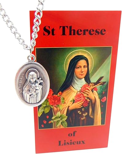 Miniatura 4 de Westmon Works Juego de collar de medalla de Santa Teresa con medallón en una cadena de acero inoxidable en caja con tarjeta de oración Saint