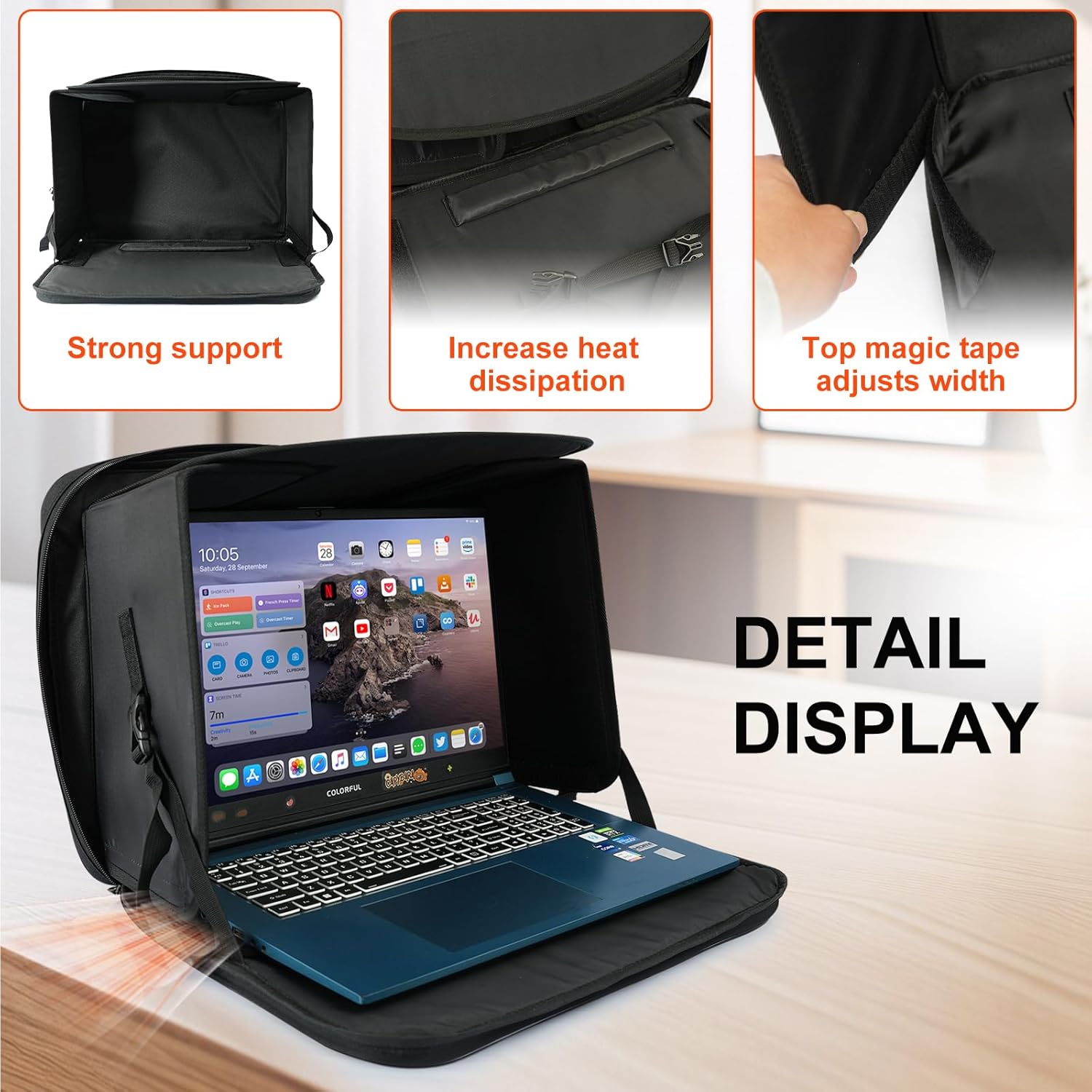 Laptop Sun Shade Bag for Working Outside Foldable Laptop Case Shield Cover Outdoor for Travel - Image 5