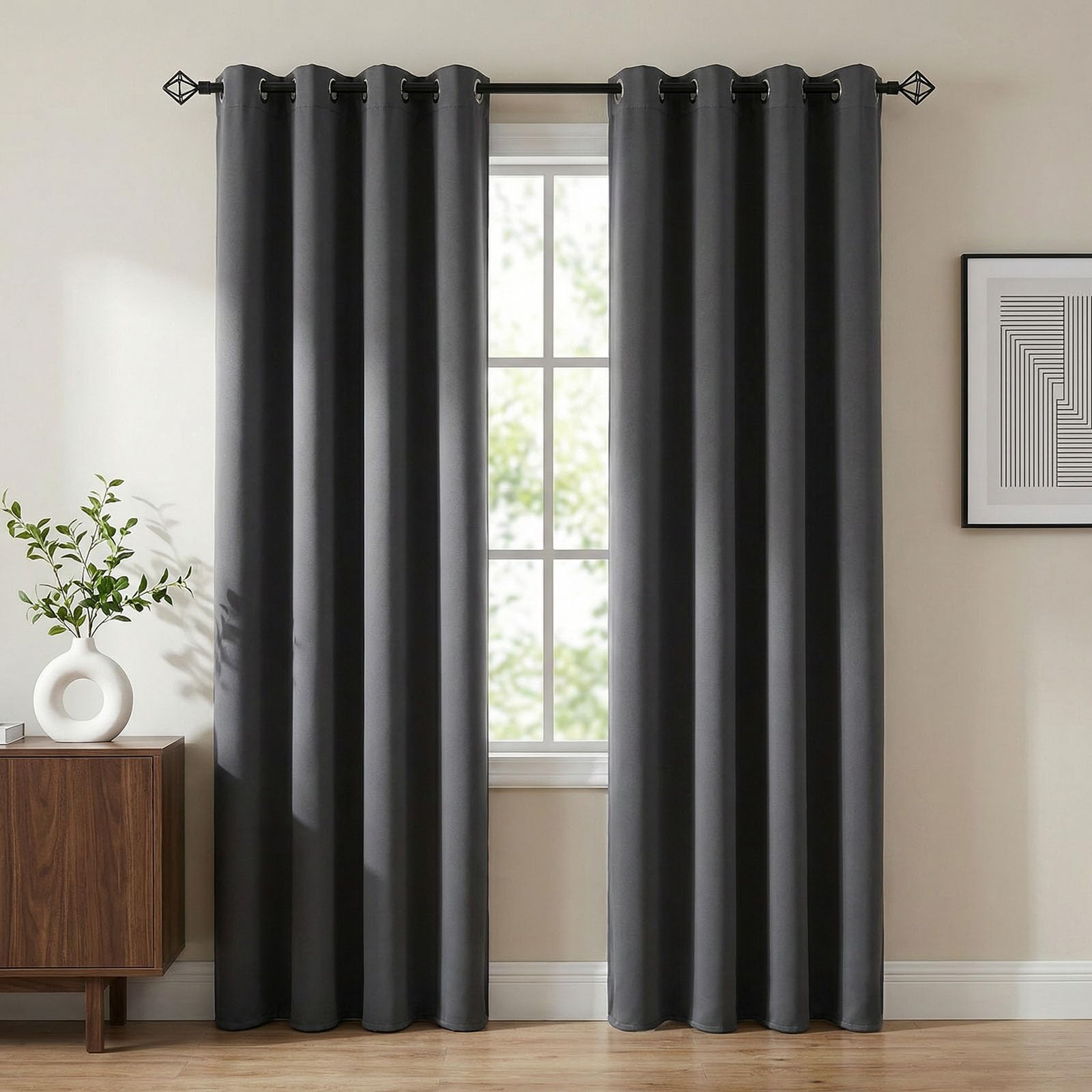 Rideau occultant thermique pour stopper le froid et la lumière du jour dans la chambre gris
