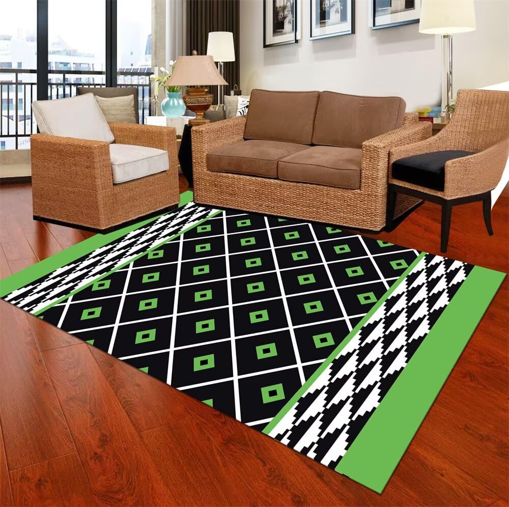 Tapis gaming pour chambre de garçon vert 120x180cm antidérapant protège sol sous canapé