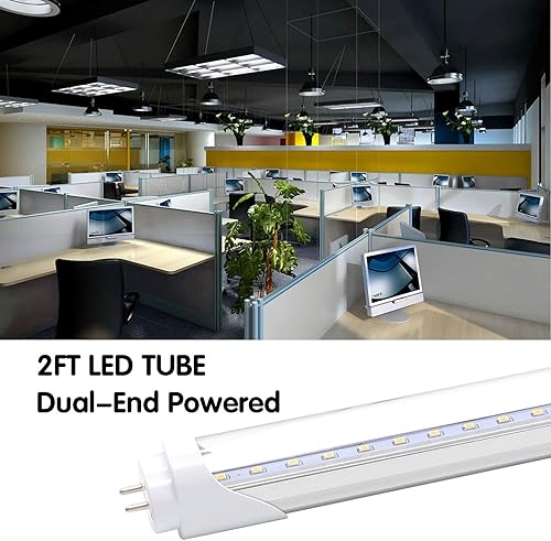Miniatura 9 de Tubo de luz LED T8 T10 T12 de 2 pies, repuesto LED de 8 W para bombilla fluorescente de 24 pulgadas, equivalente a 20 W, 1120 lm, 5000 K luz blanca