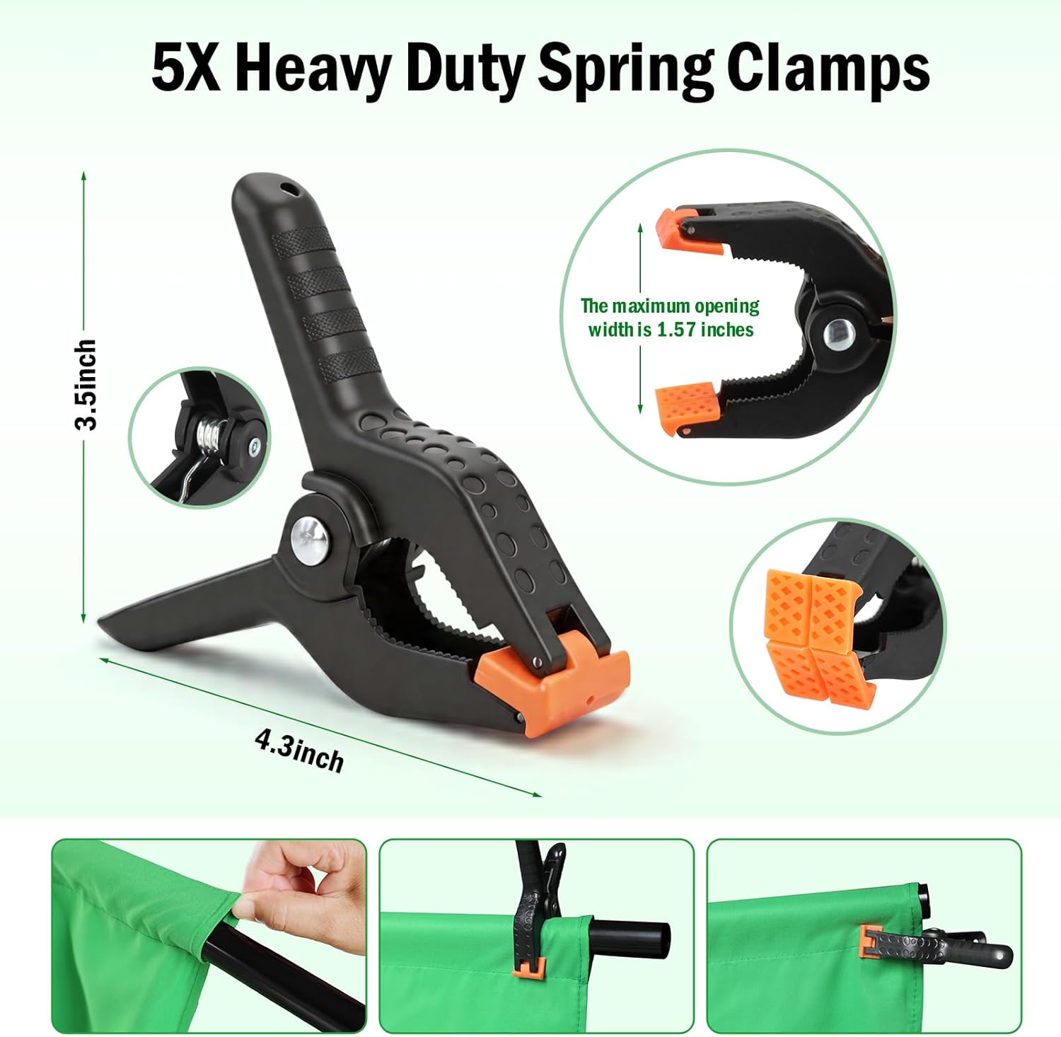 Green Screen Backdrop Kit - 10ft Wide x 6.5ft Tall Portable Green Screen with Heavy Duty Stand, 5 Heavy Duty Clamps & Carrying Bag for Professional Photography, Video Production, Gaming, Zoom Calls