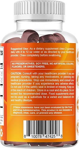 Miniatura 9 de Vitamatic 2 paquetes de gomitas de semillas de calabaza sin azúcar, 3000 mg equivalentes por porción (de extracto 201 y 101 de 200 mg), hechas con