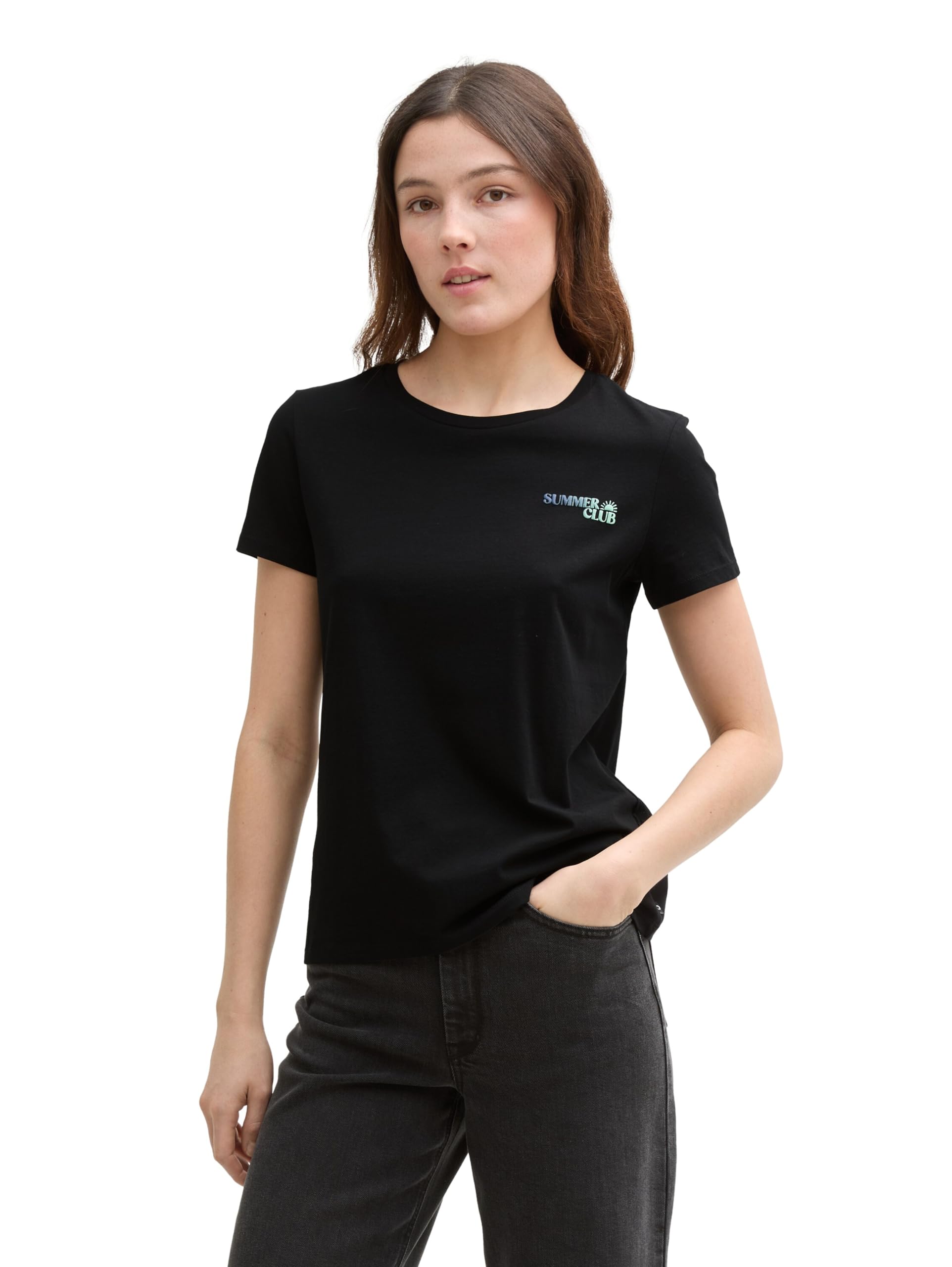 Tom Tailor Denim Women's 14482 - Deep Black T-Shirt, L