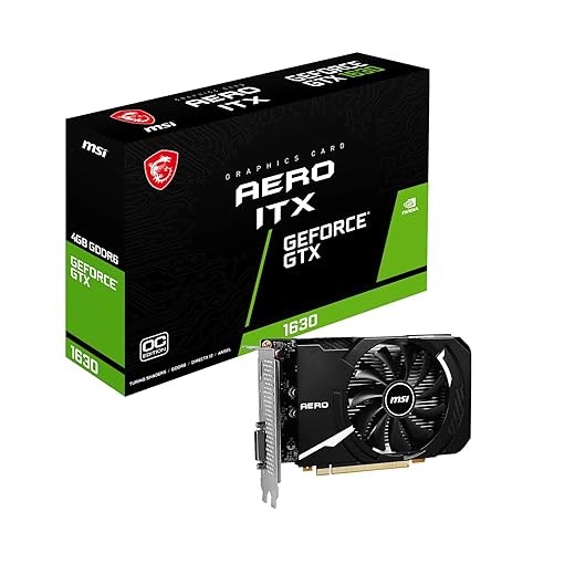MSI Gaming GeForce GTX 1630 4GB GDRR6 64-Bit HDMI/DP/DVI Single Fan OC ITX Graphics Card (GTX 1630 AERO ITX 4G OC)