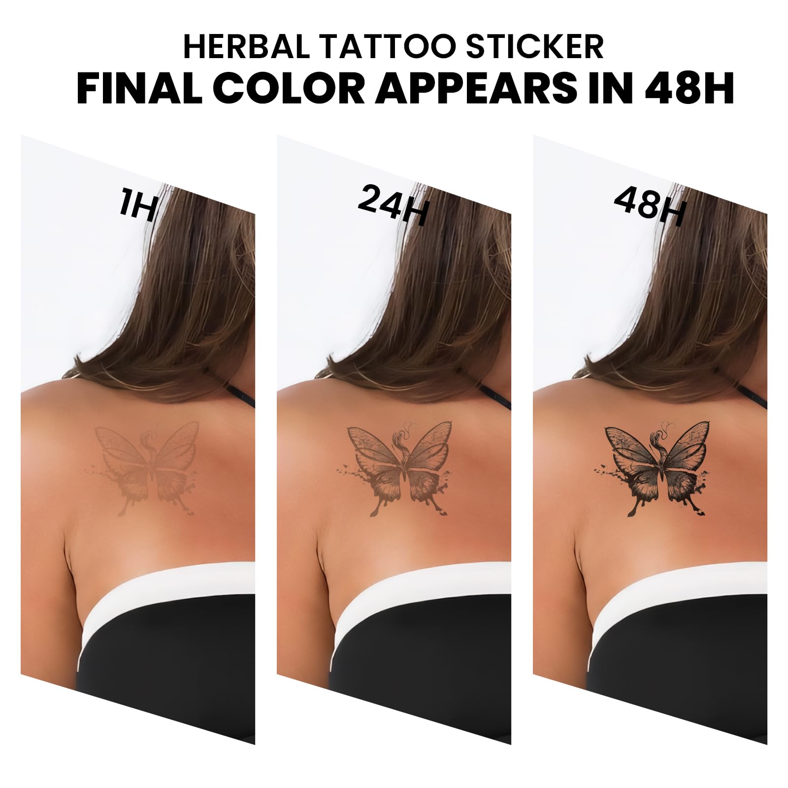 Tattoo Tech, 2 Sheets Large Semi Permanent Tattoo, Lasts 7-15 Days Temporary Tattoos(Flowers with Branches), Waterproof and Non-Reflective, for Arm Thigh Back