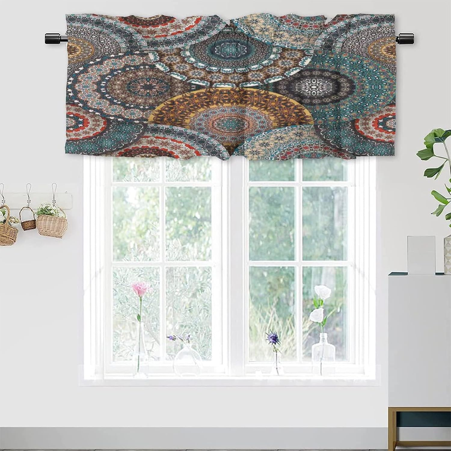 Valance Curtain for Kithchen Windows Native American Ethnic