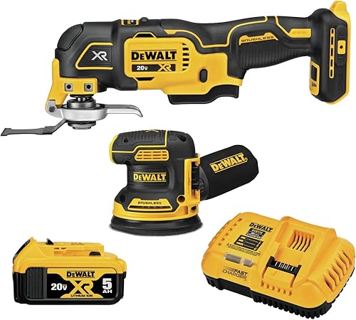 DEWALT 20 V MAX XR - Lijadora y multiherramienta, kit de carpintería, 2 herramientas (DCK202P1)